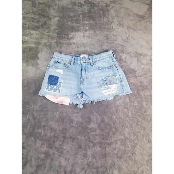Lucky Brand Denim Size 8/29 Shorts Womens Blue Boyfriend Floral Laura Ashley C26 - Picture 1 of 9